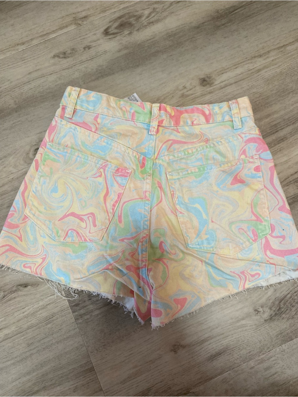 Zara Rainbow Marble High-Rise Denim Shorts- NWOT - Picture 13 of 15